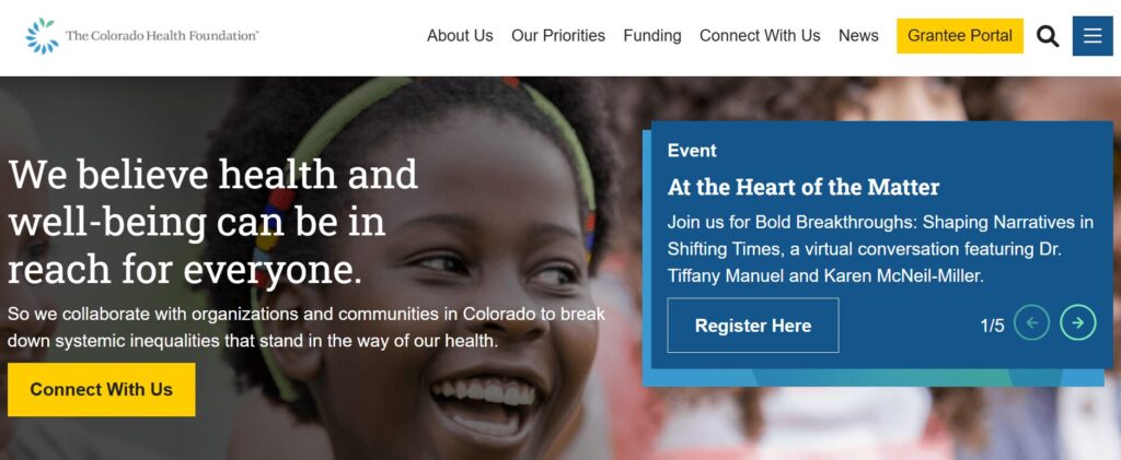 Homepage of The Colorado Health Foundation website